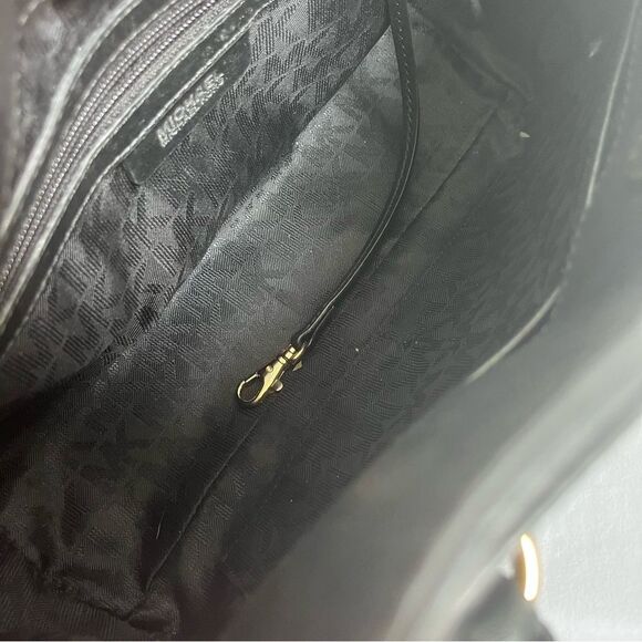 MICHAEL KORS Chevron Stripe Snakeskin Hamilton Satchel Tote Jet Set Raven Fulton - Picture 10 of 11